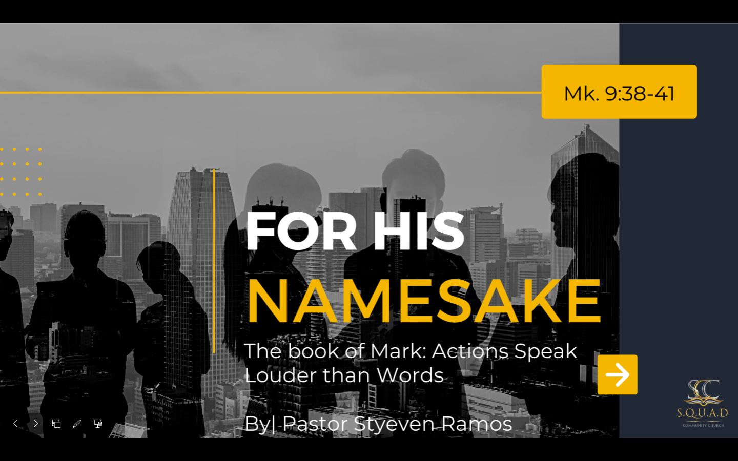For Is Namesake (Mark 9:38-41)